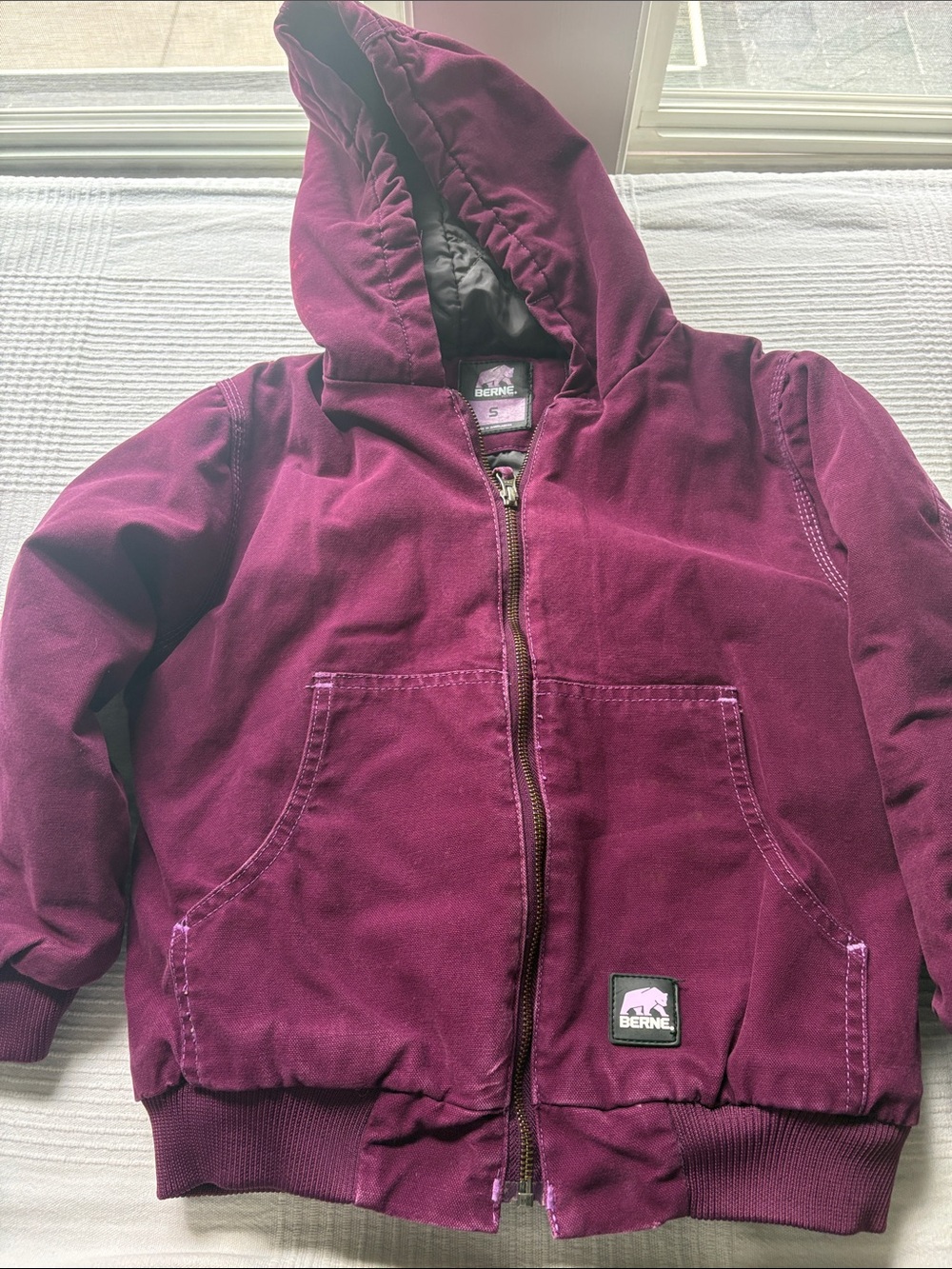 Berne Kids' Hooded Zip Jacket in Berry